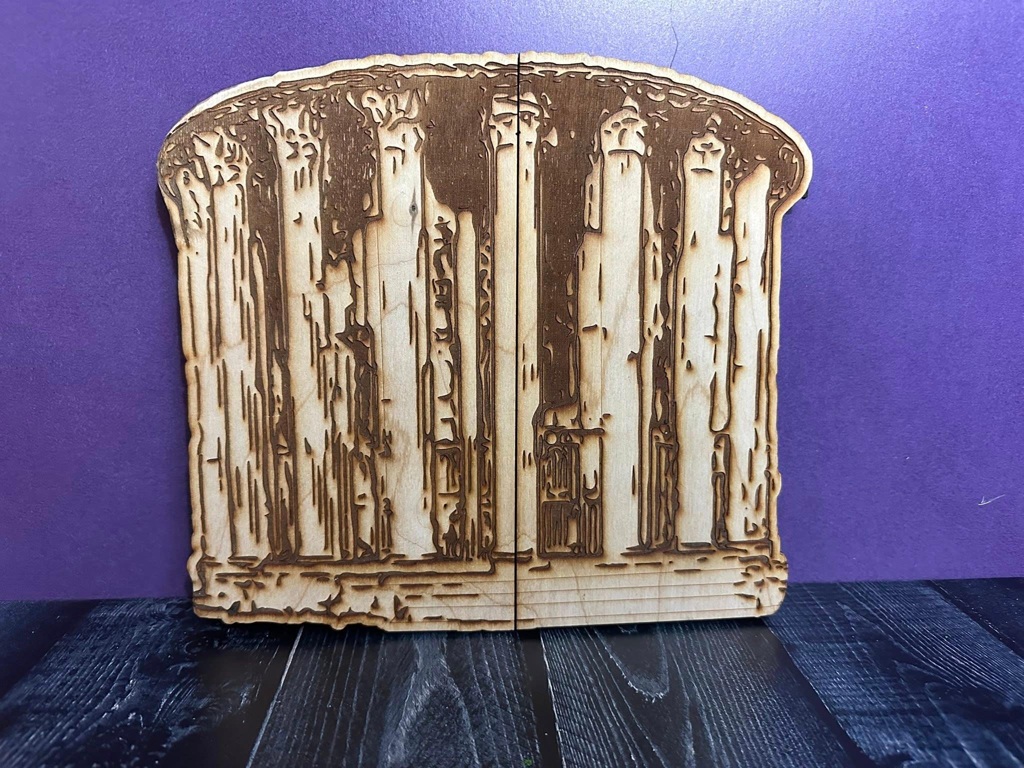 Wood-burned Vesta triptych altar box closed view by Loren Morris, Primitive Witchery